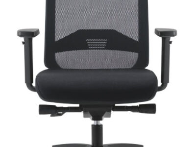 Bürodrehstuhl Bali, Armlehnen höhenverstellbar, Rückenlehne netzbespannt schwarz, Sitz gepolstert schwarz, Fußkreuz Kunststoff schwarz (Kopie)